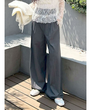 ベルト付きタックワイドパンツ
