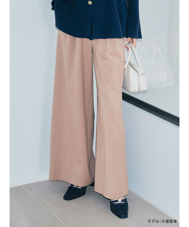 ベルト付きタックワイドパンツ