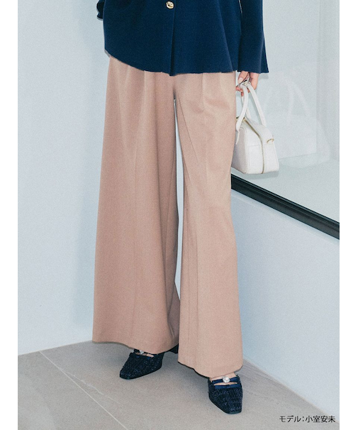 ベルト付きタックワイドパンツ