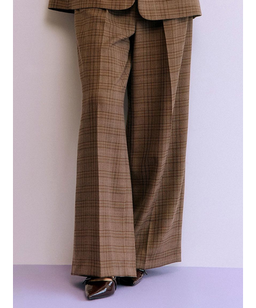 ベルト付きタックワイドパンツ