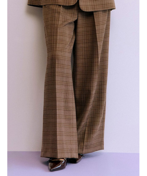 ベルト付きタックワイドパンツ