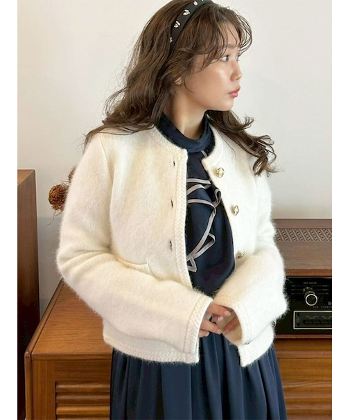 【WEB限定カラー】金釦フォックスニットジャケット【Hearts2Hearts着用】