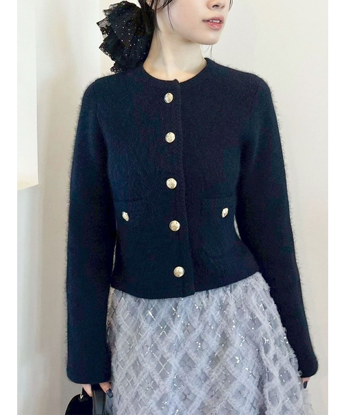【WEB限定カラー】金釦フォックスニットジャケット【Hearts2Hearts着用】