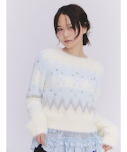 [L.B CANDY STOCK]リボンビジューニット