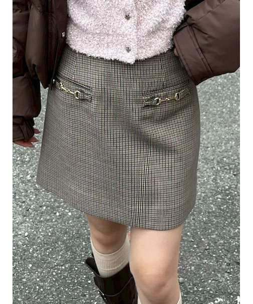 フロントビットデザインミニスカート(Hearts2Hearts着用)