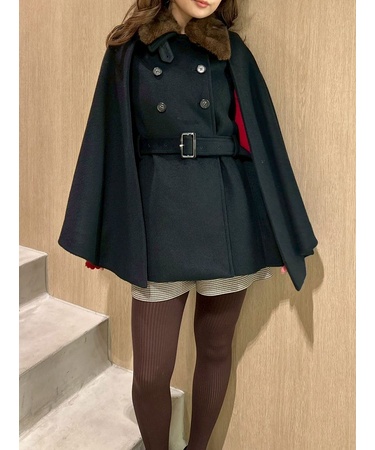 ファー付き3wayケープコート