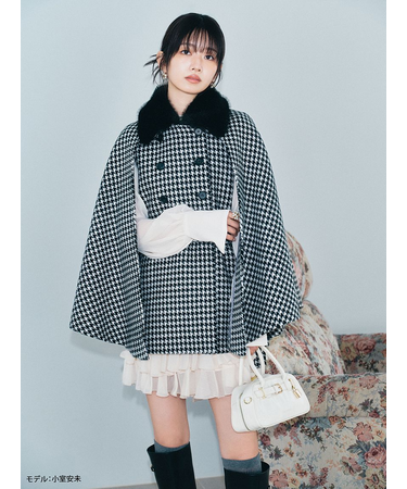 ファー付き3wayケープコート