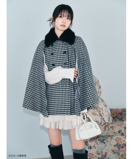 ファー付き3wayケープコート