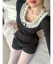 【LILY BROWN Lingerie】フリルレースボディスーツ【Hearts2Hearts着用】