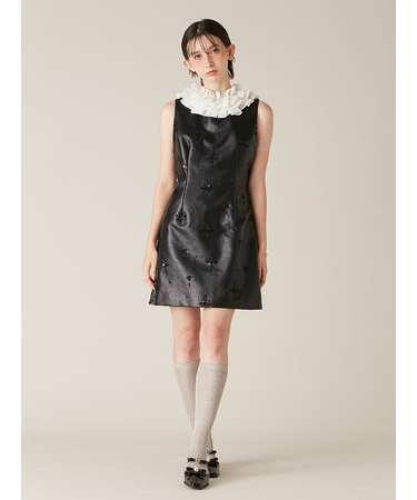 [L.B CANDY STOCK]フリルカラー付き2wayミニワンピース【Hearts2Hearts着用】