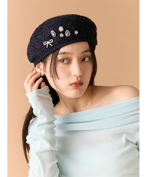 [L.B CANDY STOCK]デコラティブベレー帽【Hearts2Hearts着用】