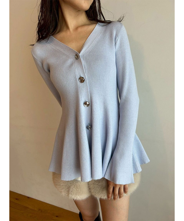 ペプラムニットカーディガン