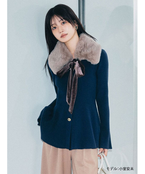 ペプラムニットカーディガン