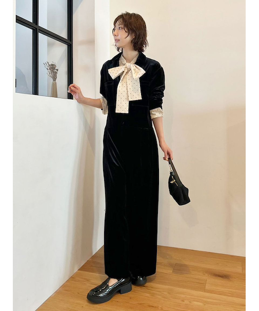 【WEB限定00サイズ】ベロアジャンプスーツ