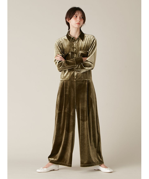 【WEB限定00サイズ】ベロアジャンプスーツ