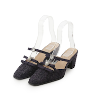 [L.B CANDY STOCK]ビジューリボンストラップミュール【Hearts2Hearts着用】