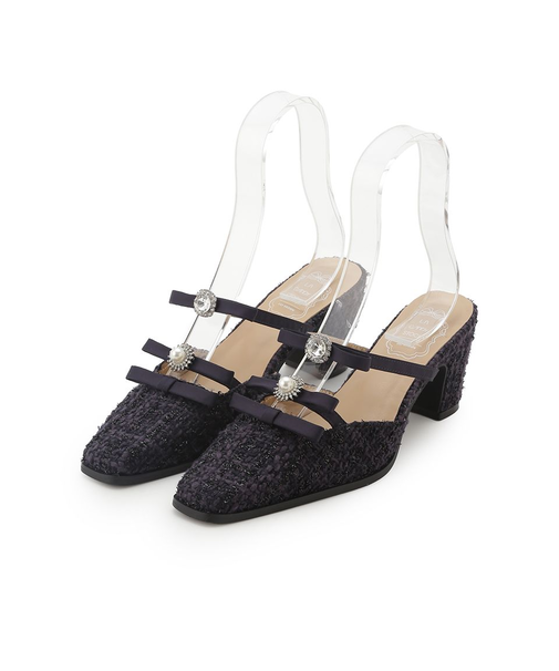 [L.B CANDY STOCK]ビジューリボンストラップミュール【Hearts2Hearts着用】