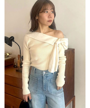 リボンディテールドッキングニット