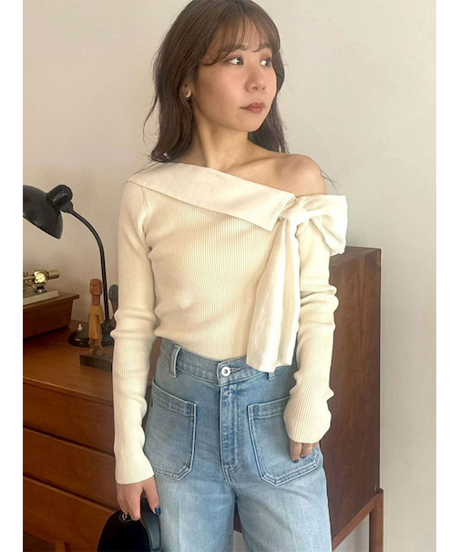 リボンディテールドッキングニット