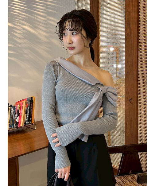 リボンディテールドッキングニット