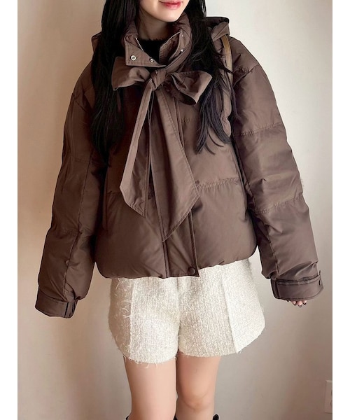 WEB限定カラー】recycleリボンダウン｜リリーブラウンの通販｜&mall