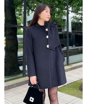 【WEB限定カラー】[L.B CANDY STOCK]Aラインビジューリボンコート