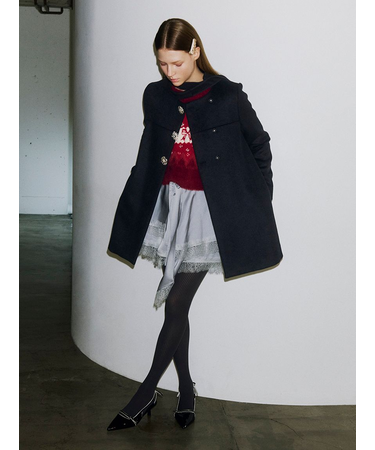 【WEB限定カラー】[L.B CANDY STOCK]Aラインビジューリボンコート