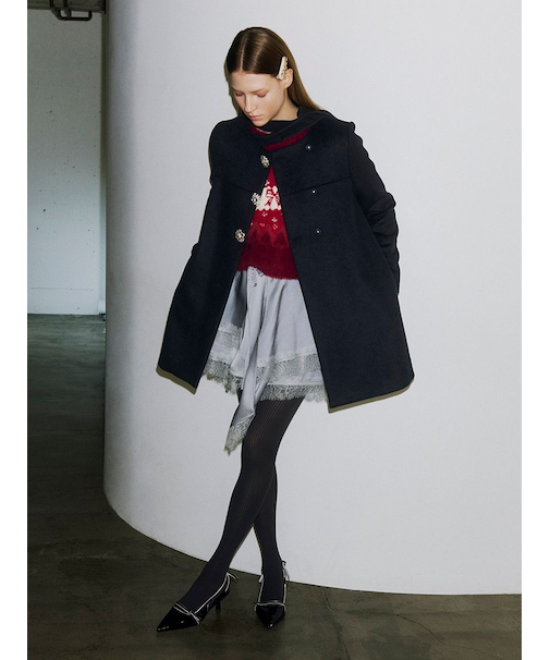 【WEB限定カラー】[L.B CANDY STOCK]Aラインビジューリボンコート