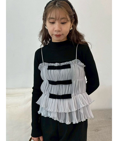 リボンビスチェセットニットトップス