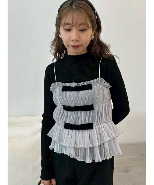 リボンビスチェセットニットトップス