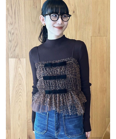 リボンビスチェセットニットトップス