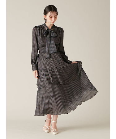 2wayボウタイプリーツワンピース