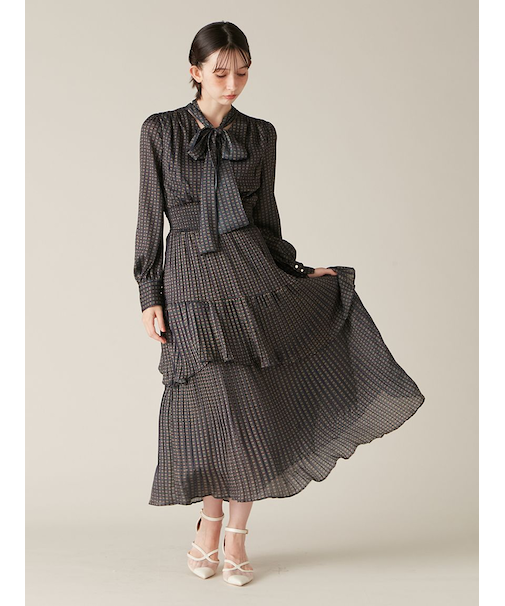 2wayボウタイプリーツワンピース