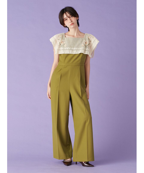 レースカラーコンビネゾン