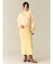 オフショルニット付きレイヤードワンピース