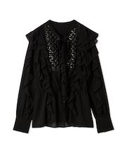 [L.B CANDY STOCK]ビジューフリルブラウス