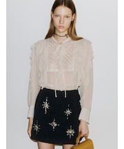 [L.B CANDY STOCK]ビジューフリルブラウス