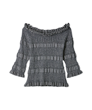 ラメリブオフショルニットトップス