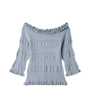 ラメリブオフショルニットトップス