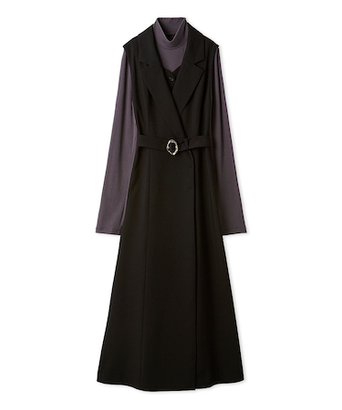 レイヤードテーラーワンピース(インナー付き）