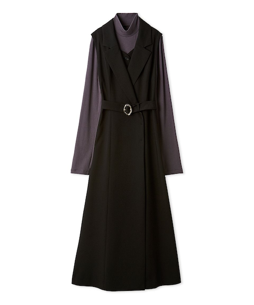 レイヤードテーラーワンピース(インナー付き）