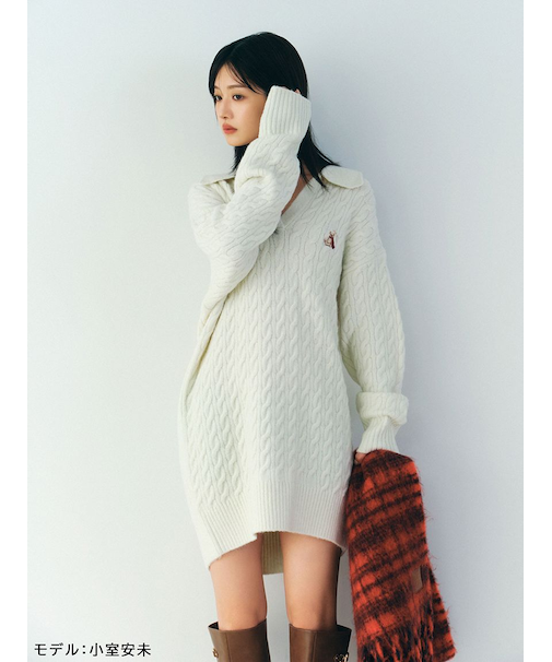 Lily Bearケーブルニットワンピース