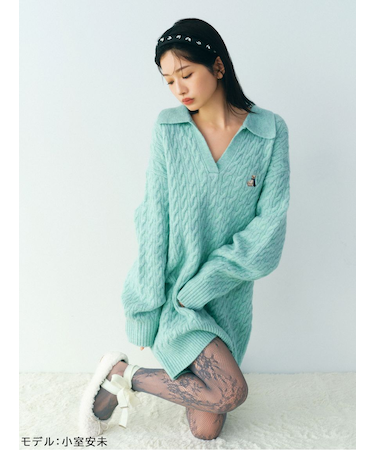 Lily Bearケーブルニットワンピース