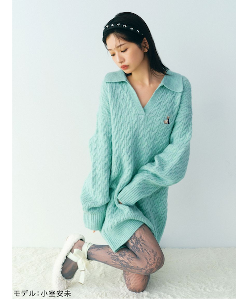 Lily Bearケーブルニットワンピース