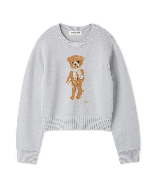 【WEB・一部店舗限定カラー】Lily Bearフリンジマフラーニットトップス