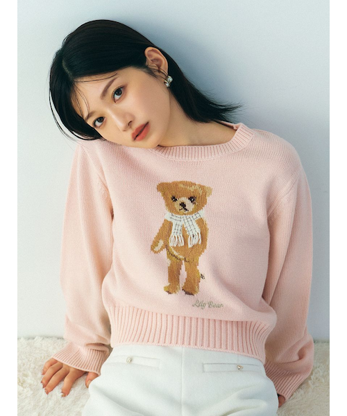 リリーブラウン Lily Bearフリンジマフラーニットトップス WEB・一部店舗限定カラー】Lily Bearフリンジマフラーニットトップス