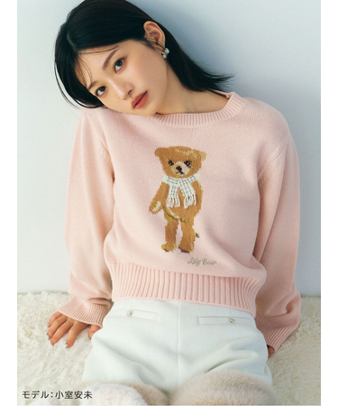 【WEB・一部店舗限定カラー】Lily Bearフリンジマフラーニットトップス