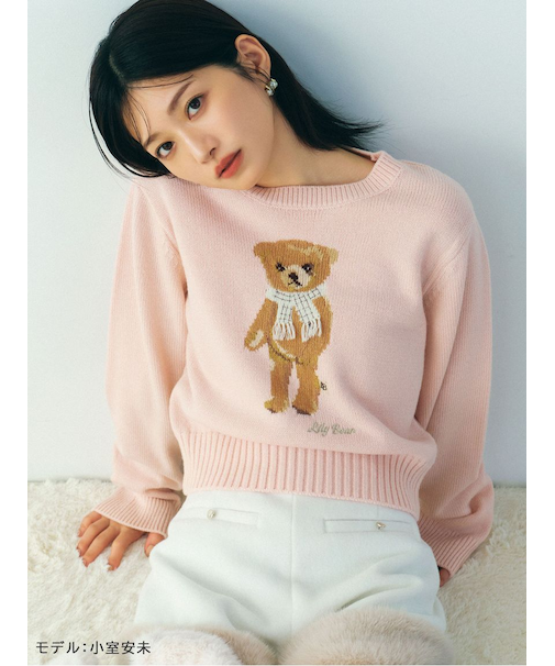 【WEB・一部店舗限定カラー】Lily Bearフリンジマフラーニットトップス