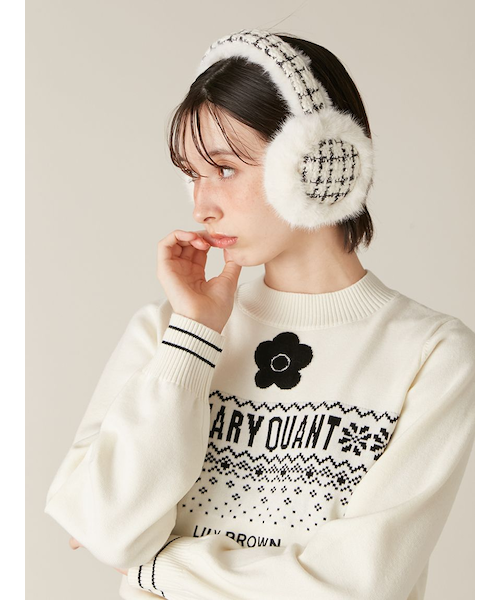 LILY BROWN×MARY QUANT】デイジーモチーフファーイヤーマフラー