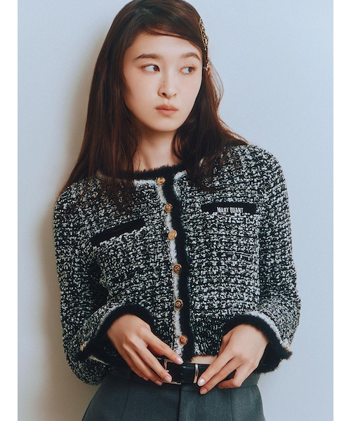 【LILY BROWN×MARY QUANT】デイジー釦ツイードニットジャケット LILY BROWN×MARY QUANT】デイジー釦ツイードニットジャケット